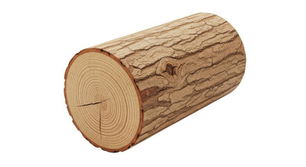 Wooden log isolated on white background, a natural and rustic tree trunk