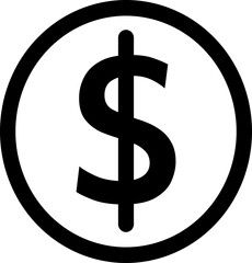 Dollar Sign Coin Simple Flat Line Icon