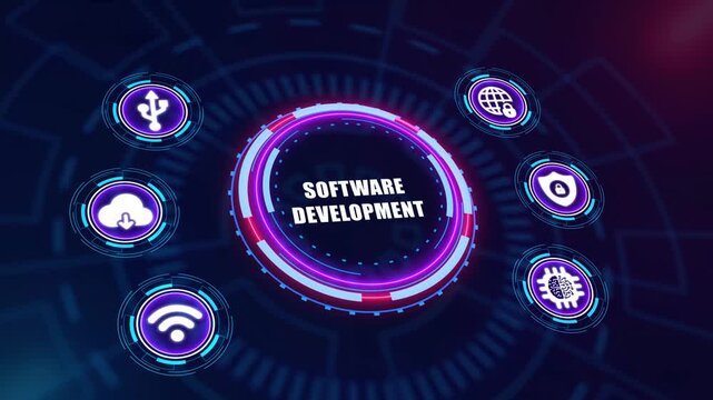 Software Development Animation, Futuristic Digital Technology Background