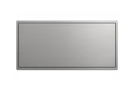 Blank brushed metal nameplate on transparent background