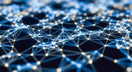 Abstract background of glowing network connections for concept of technology, big data, communication, or global business