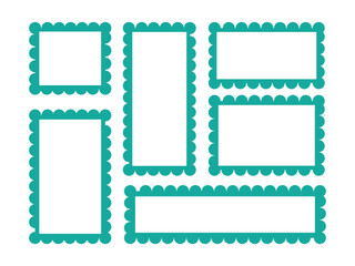 Zigzag outline frame set. Doodle frames with funny wavy scallop and zigzag edges. collection of frame, decorative borders, frames, abstract frame design.