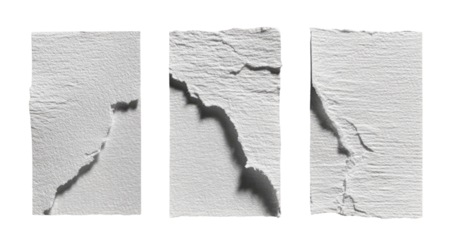 Three textured, cracked, gray rectangles