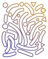 Abstract wavy shapes and geometric figures gradient pattern, vector illustration. JPEG version.