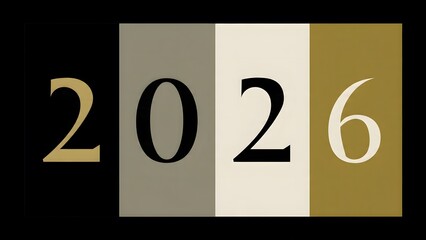 Minimalist 2026 Vibes New Year 2026, clean typography, simple color palette gold, black, white