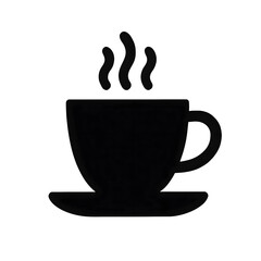 Simple Black Coffee Cup Icon with Steam for Menu or Web Design - A Minimalistic Silhouette