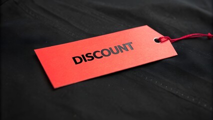 Bold Red Discount Tag on Black Background