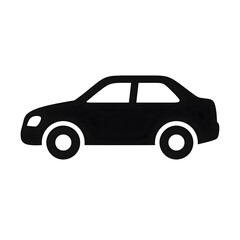 Black car icon representing automobile transportation for travel and driving purposes, minimalist