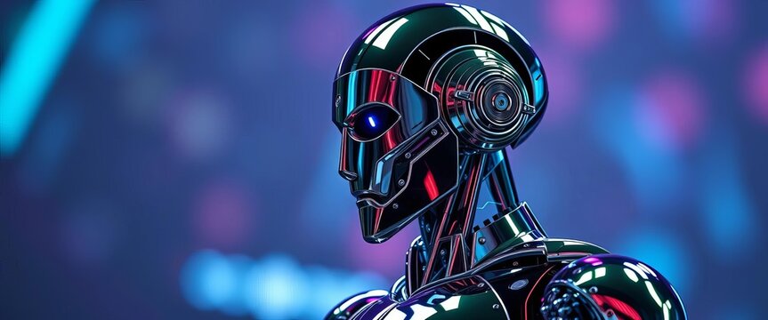 Sleek chrome humanoid robot, advanced articulation, intricate details, robot, robotics