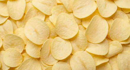 Close-up of crispy plain potato chips background texture