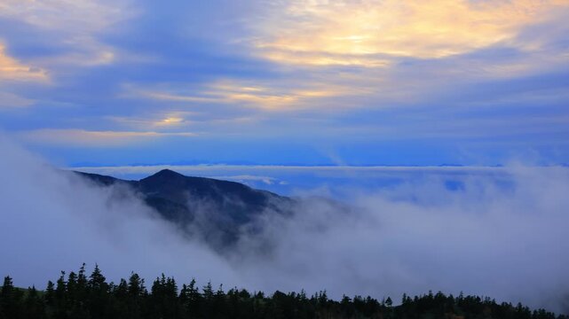 sunset over the mountains, time lapse	
