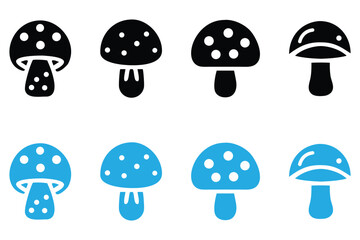 Mushroom vector icon, Boho mushrooms vector set, Magic fantasy mushroom clipart vector illustration