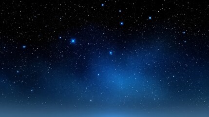 Starry night sky with bright stars and deep blue background