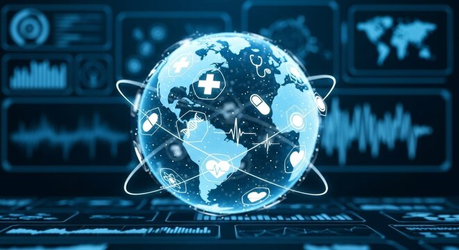 Global healthcare technology and innovation concept with digital connections