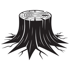 Isolated tree stump with growth rings marking the passage of time