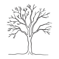 Minimalist Bare Tree Illustration Isolated on White Background Graphic Design