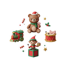 Christmas holiday cartoon vector illustration set of set toy 