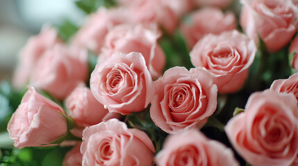 Obraz premium Pink roses blooming in a delicate floral arrangement