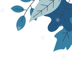 Snow With Frozen Leaves Corner