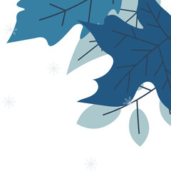 Snow With Frozen Leaves Corner