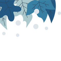 Snow With Frozen Leaves Corner