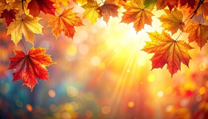 Obraz premium Autumn Leaves and Sunlight A Vibrant Fall Background