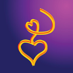 Heart shape pendant gold wire abstract design