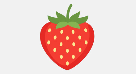 Simple vector illustration of a single ripe red strawberry.
