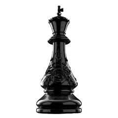 Fototapeta premium Ornate black chess queen, dark, glossy