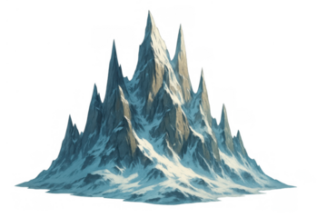Winter mountain range and ice peaks, a frozen alpine landscape, illustrating cold nature and adventure concepts