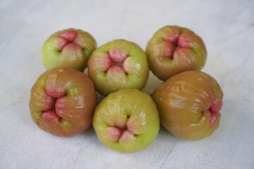 Fresh Jambu Air Rose Apples Close Up for Fruit and Botanical Photography
