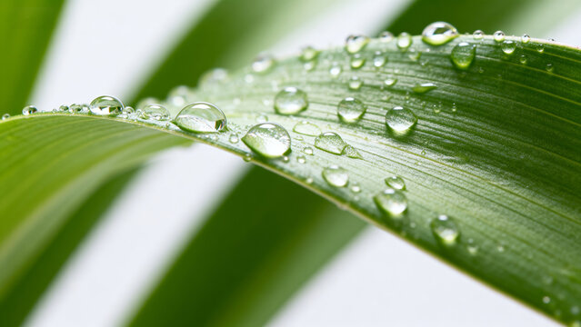 Green leaf with water droplets - Powered by Adobe
