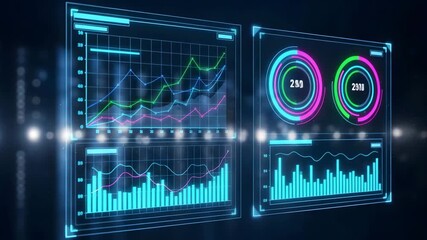 Abstract digital interface with glowing elements and lens flare - Powered by Adobe