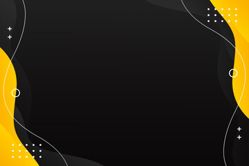 Abstract black and yellow fluid wave background with geometric shapes. Modern dynamic wallpaper. Template banner background for sales, business, ads, events, web, pages, and more
