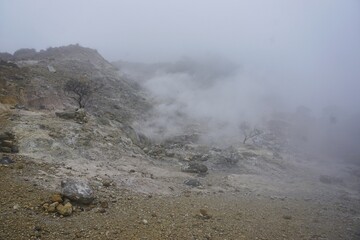 Kawah Sikidang Geothermal Crater at Dieng Plateau Indonesia for Travel and Nature Photography
