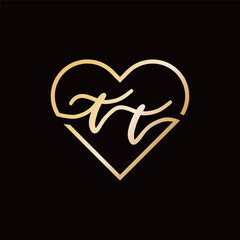 Luxury Initials TT with Love Logo Design Inspiration