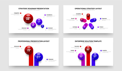 Investor Solution 4 5 2 3 Option Diagram Slideshow Layout Collection. Modern Planning Four Five Two Three Step Graph Presentation Template Vector Illustration Bundle.