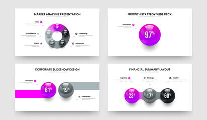 Visual Analysis Five One Two Three Element Infographic Frame Layout Vector Illustration Set. Financial Plan 5 1 2 3 Option Chart Presentation Design Bundle.