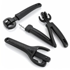 Obraz premium Black plastic tools with handles for unknown purposes
