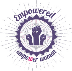 Empowered women fist symbol for female rights movement banner