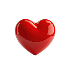 Glossy, three-dimensional red heart shape isolated on a stark black background