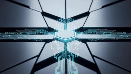 Digital hexagon core circuit board data flow technology - Powered by Adobe