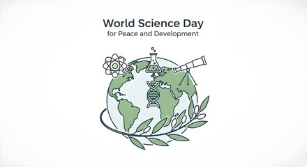 Celebrate global innovation with this World Science Day design perfect for events, education, and promoting peace and development worldwide now