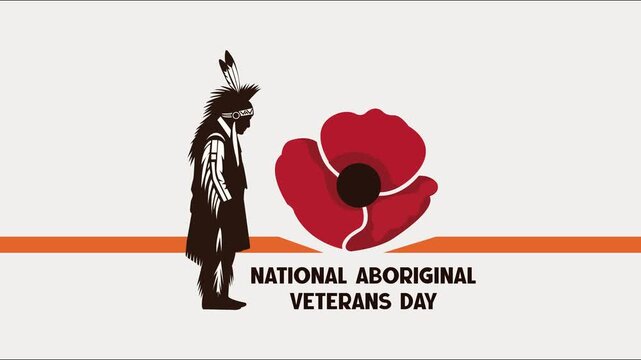 Animated National Aboriginal Veterans Day Illustration with Indigenous Figure and Red Poppy