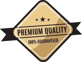 Premium quality guaranteed label gold and black on white