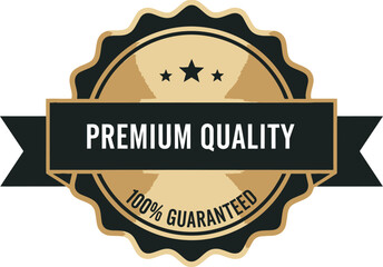 Gold premium quality 100% guaranteed product badge vector design