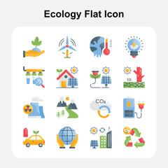 Eco Friendly and Sustainable Environment Icons Flat Set 1