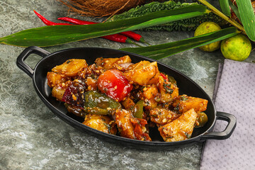 Potato with bell pepper and gravy