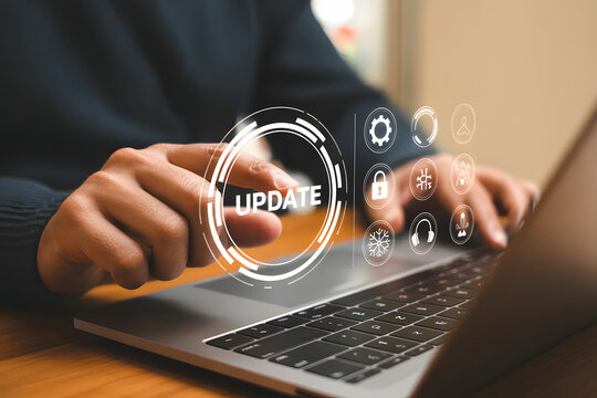 data protection and device management with update button and security icons