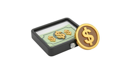 Digital payment system money transaction gold coin green bill transfer